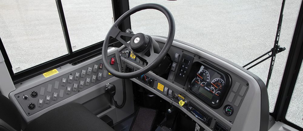 Drivers controls panels and steering wheel of the HDX